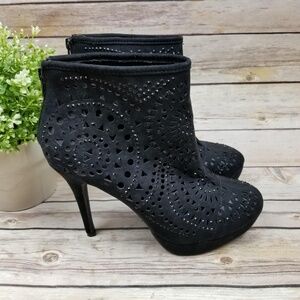 New Look 9/ 39 Black Rhinestones High Heel Booties